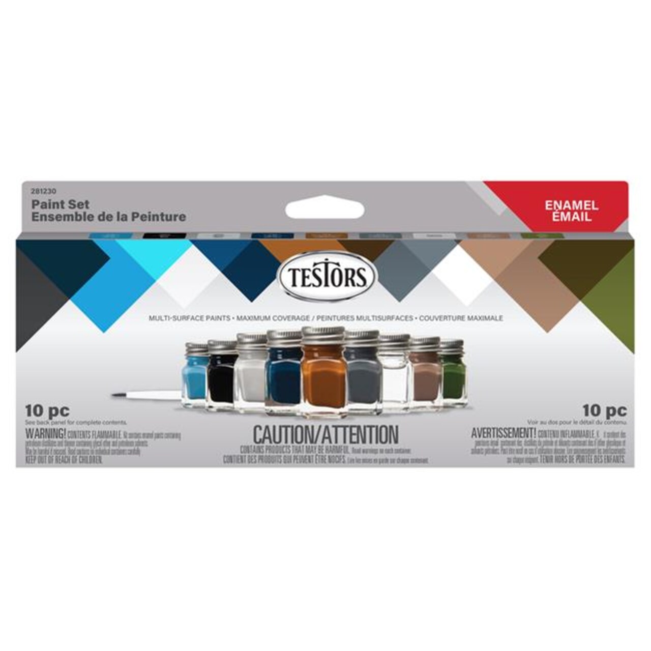 Testors 0.25 oz Military Solvent-Based Paint Set for Exterior & Interior, Assorted Color - Pack of 6